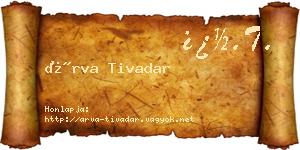Árva Tivadar névjegykártya