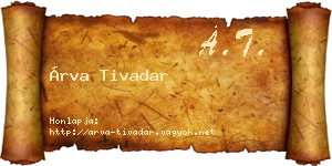 Árva Tivadar névjegykártya