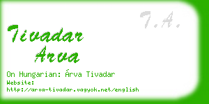 tivadar arva business card