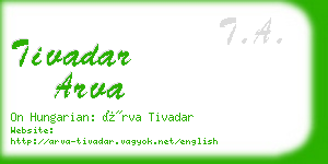 tivadar arva business card